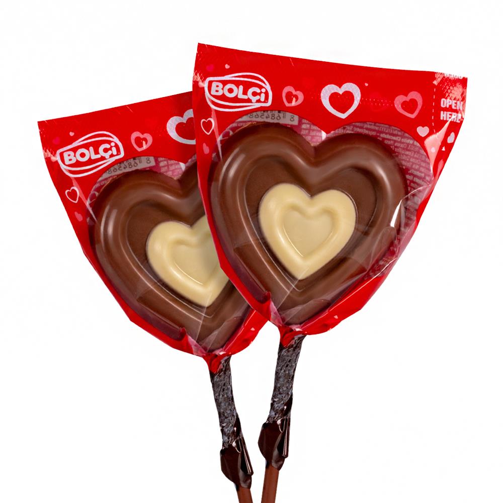 Atıştırmalık Çikolata-Sütlü Kalp Lolipop 24g