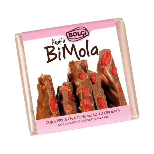Tablet Çikolata-BiMola Goji Berry&Chia Tohumlu Sütlü Çikolata 70gr