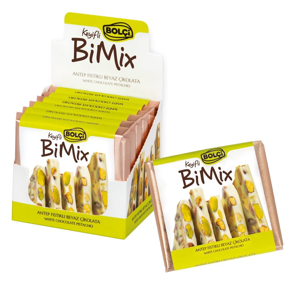 Tablet Çikolata-BiMix Antep Fıstıklı Beyaz Çikolata 70g