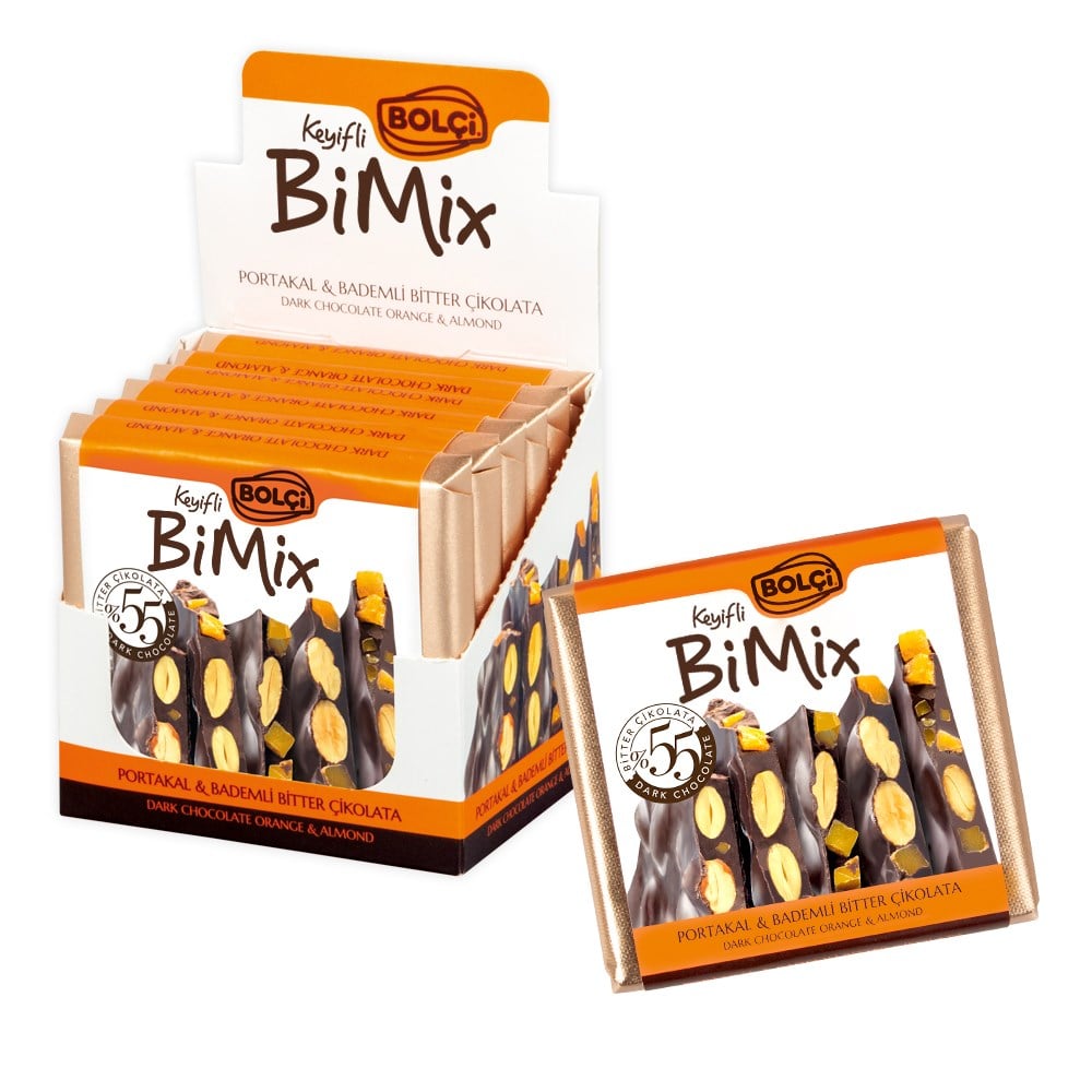 Tablet Çikolata-BiMix Portakal&Bademli Bitter Çikolata 70g