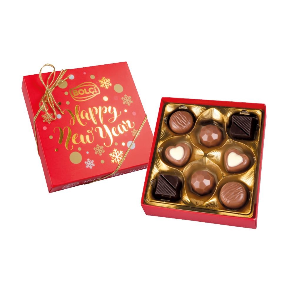 Yılbaşı Koleksiyonu-Butik Yılbaşı Kutusu Kırmızı 80g