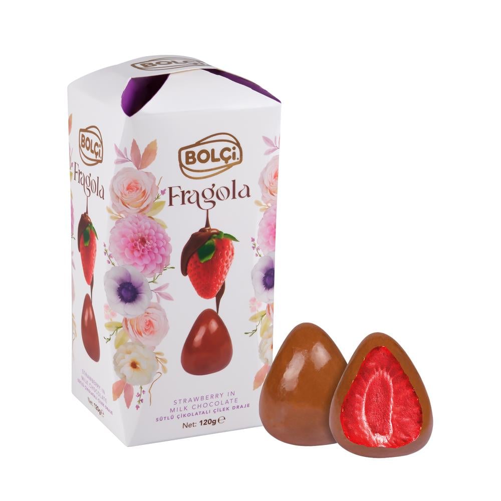 Çikolatalar-Sütlü Çikolatalı Çilek Draje 120g