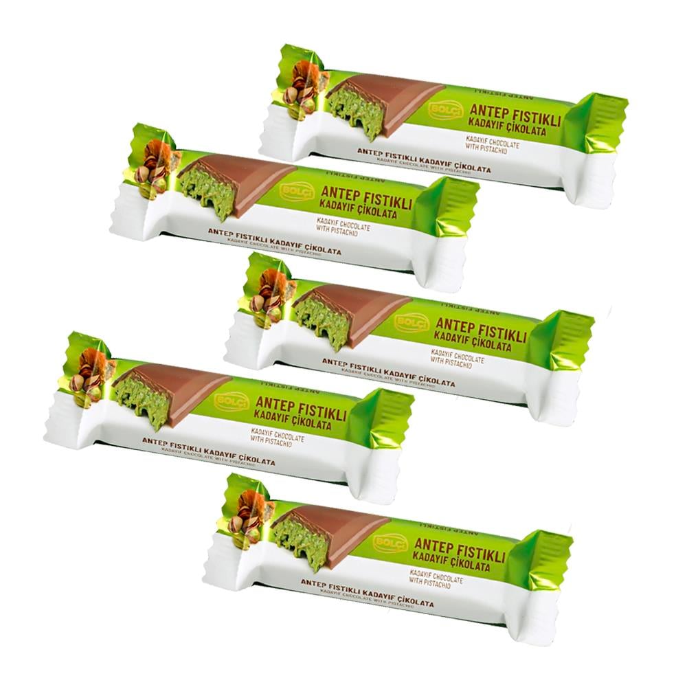 Atıştırmalık Çikolata-Sütlü Fıstıklı Kadayıf Dolgulu 30 Gr 5'li