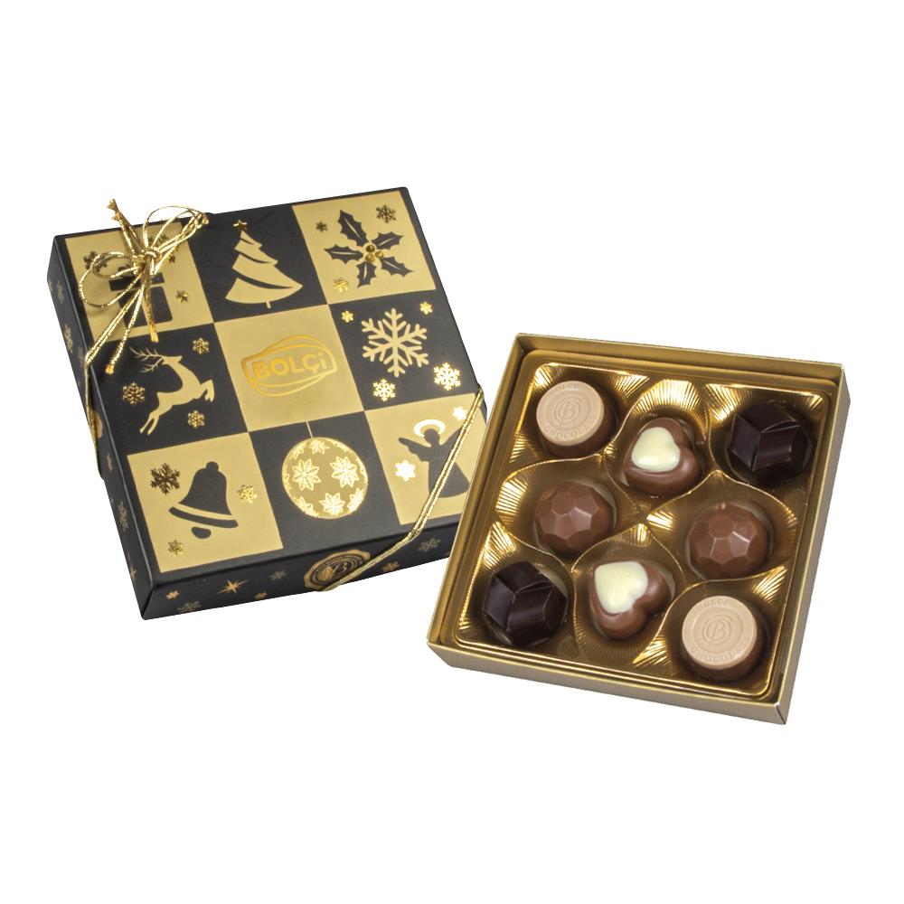 Çikolatalar-Yılbaşı Butik Çikolata Kutu 100g