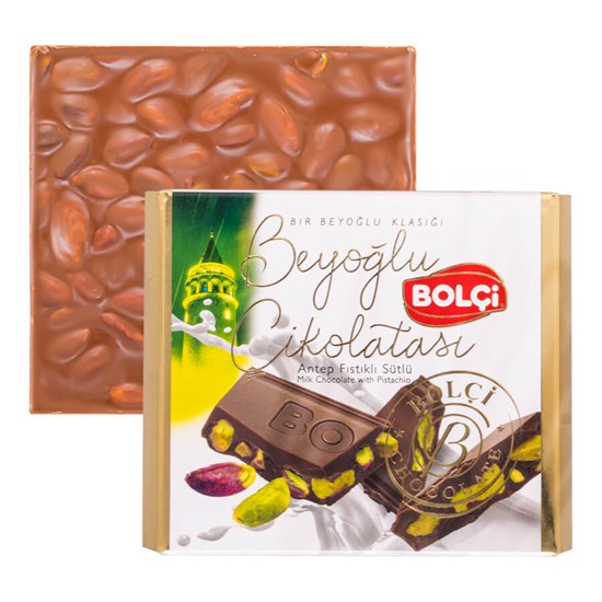 Beyoğlu Çikolatası-SÜTLÜ ANTEP FISTIKLI BEYOĞLU ÇİKOLATASI 90GR