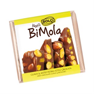 Tablet Çikolata-BiMola Guava&Antep Fıstıklı Sütlü Çikolata 70gr