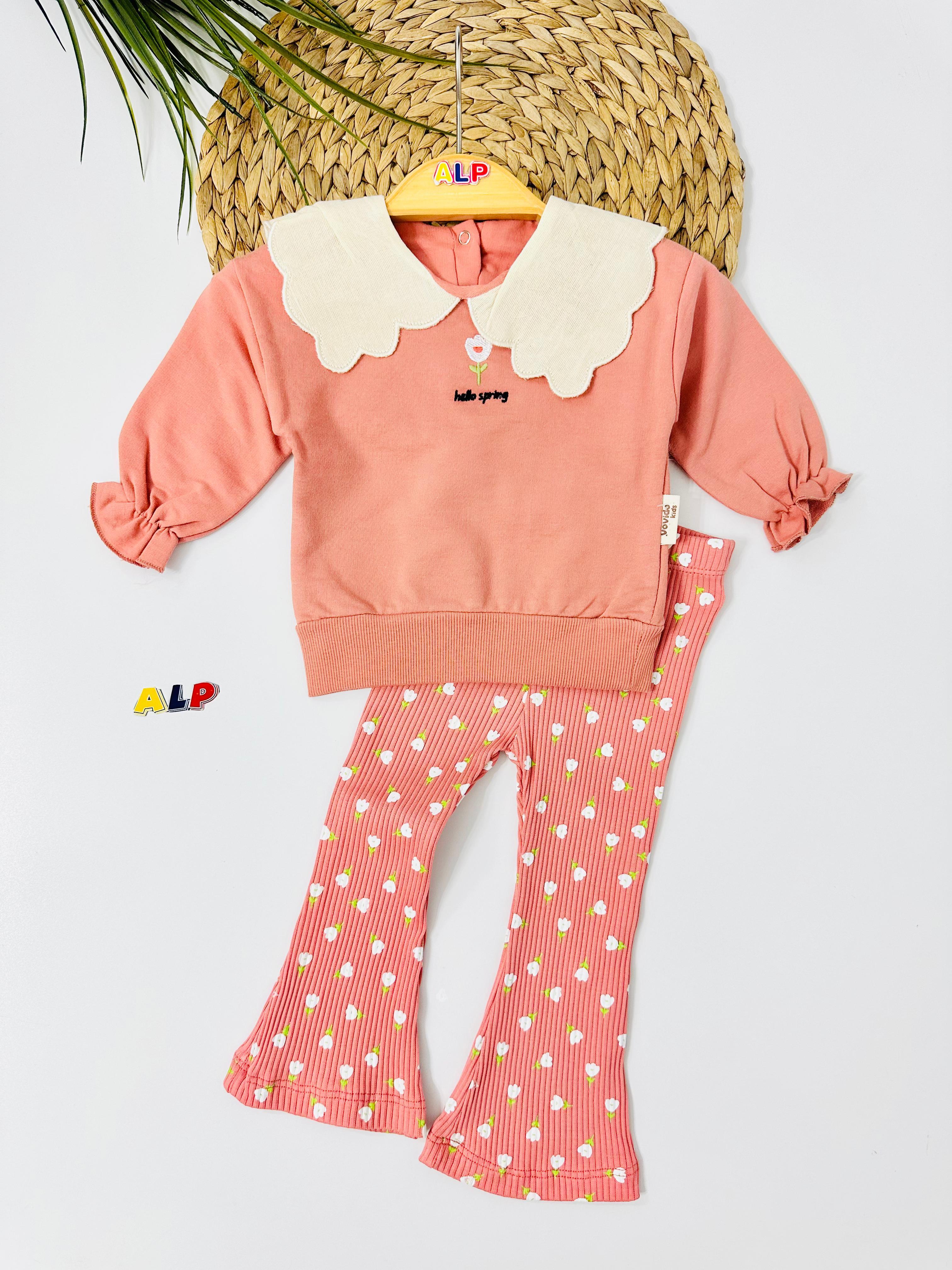 Brocher Dantel Yaka İspanyol Paça Mevsimlik 2li Takım - Mercan