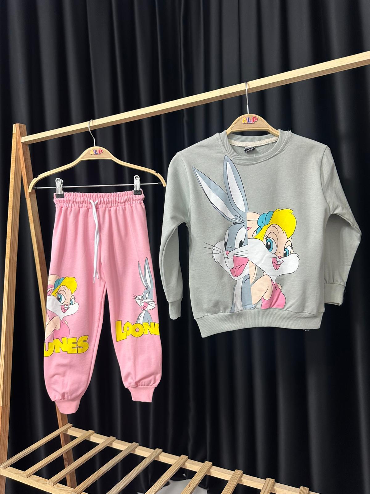 Bunny 2 İp Cep Detaylı Eşofman Takım - Gri