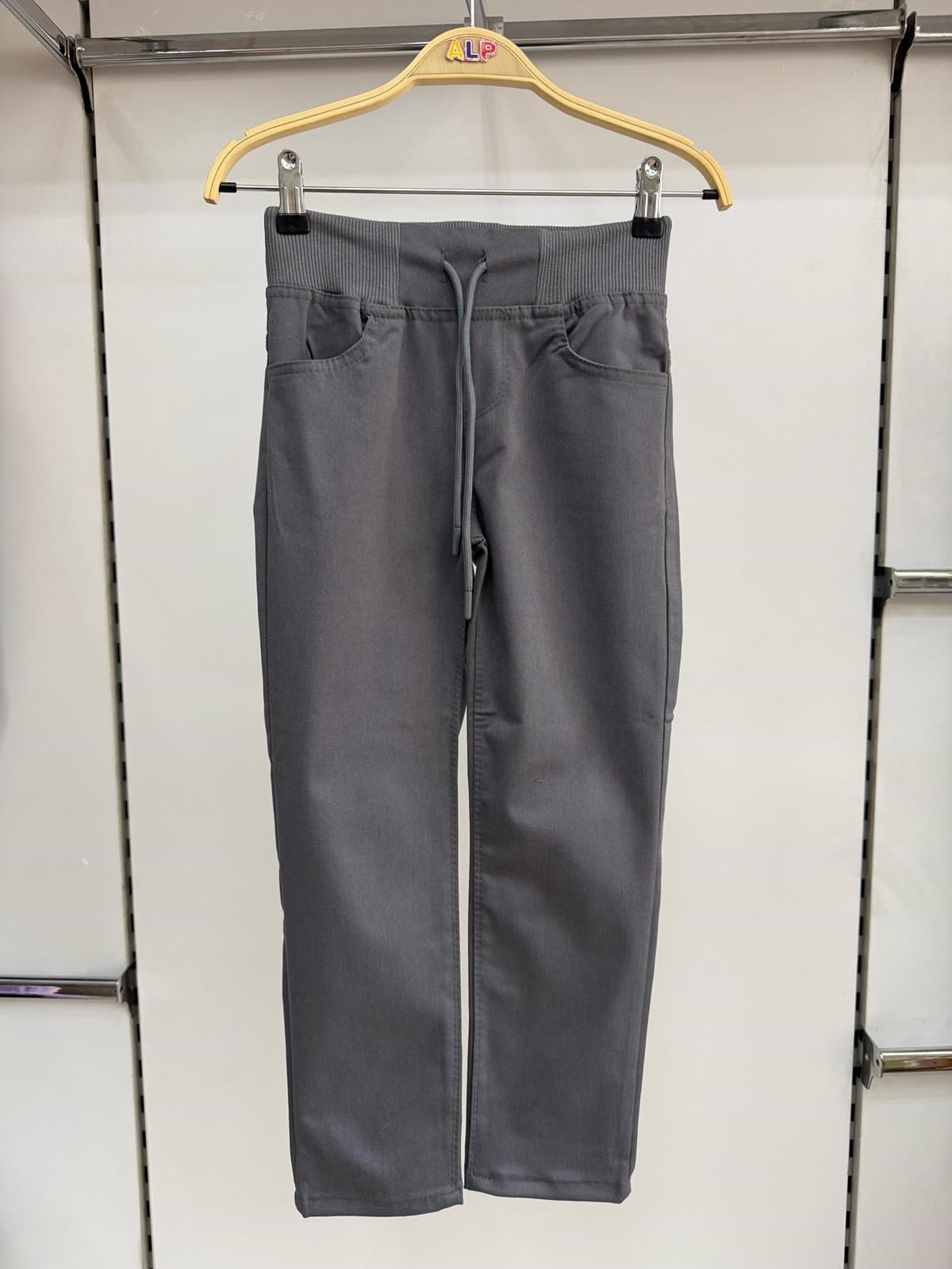 Koyu Gri  Lüx Ribanalı Beli ve Bileği Lastikli Jogger Keten Pantolon