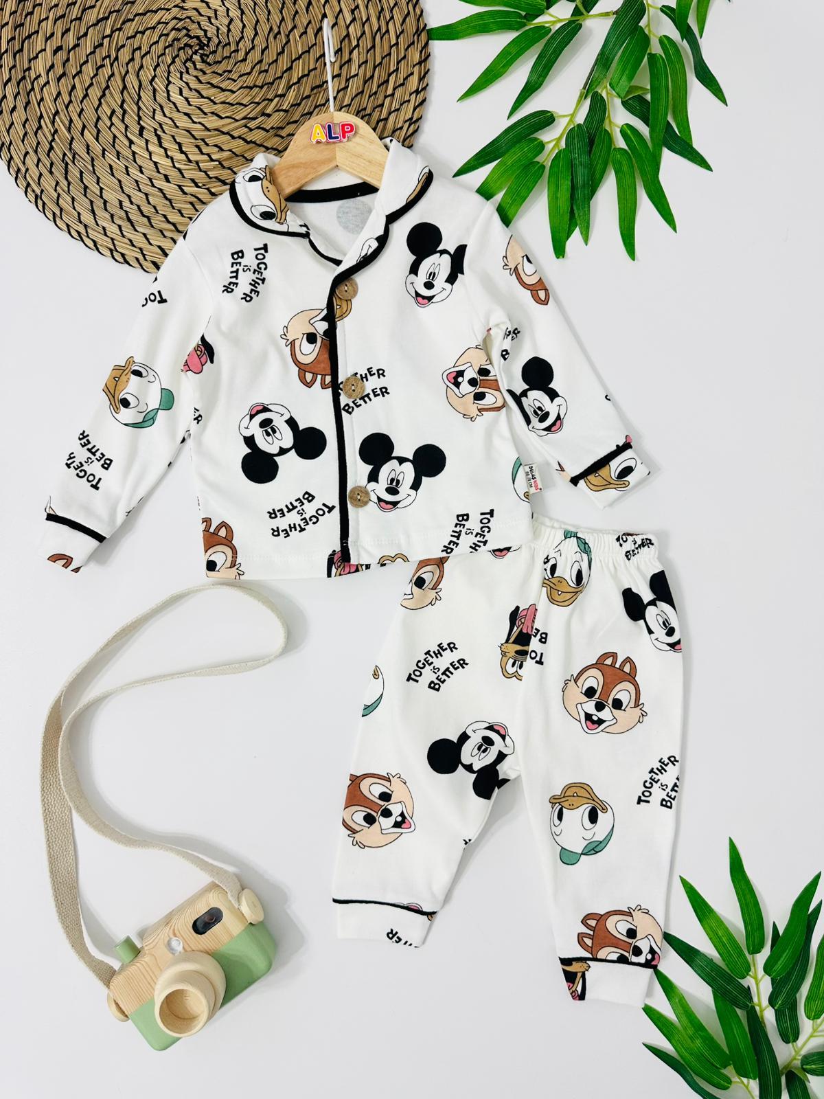 Mickey Önden Düğmeli Mevsimlik 2 Parça Pjama Takımı