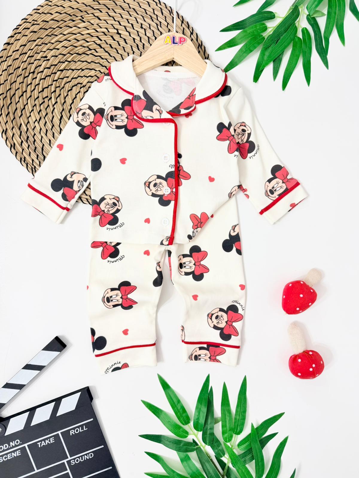 Minnie Önden Düğmeli Mevsimlik 2 Parça Pjama Takımı