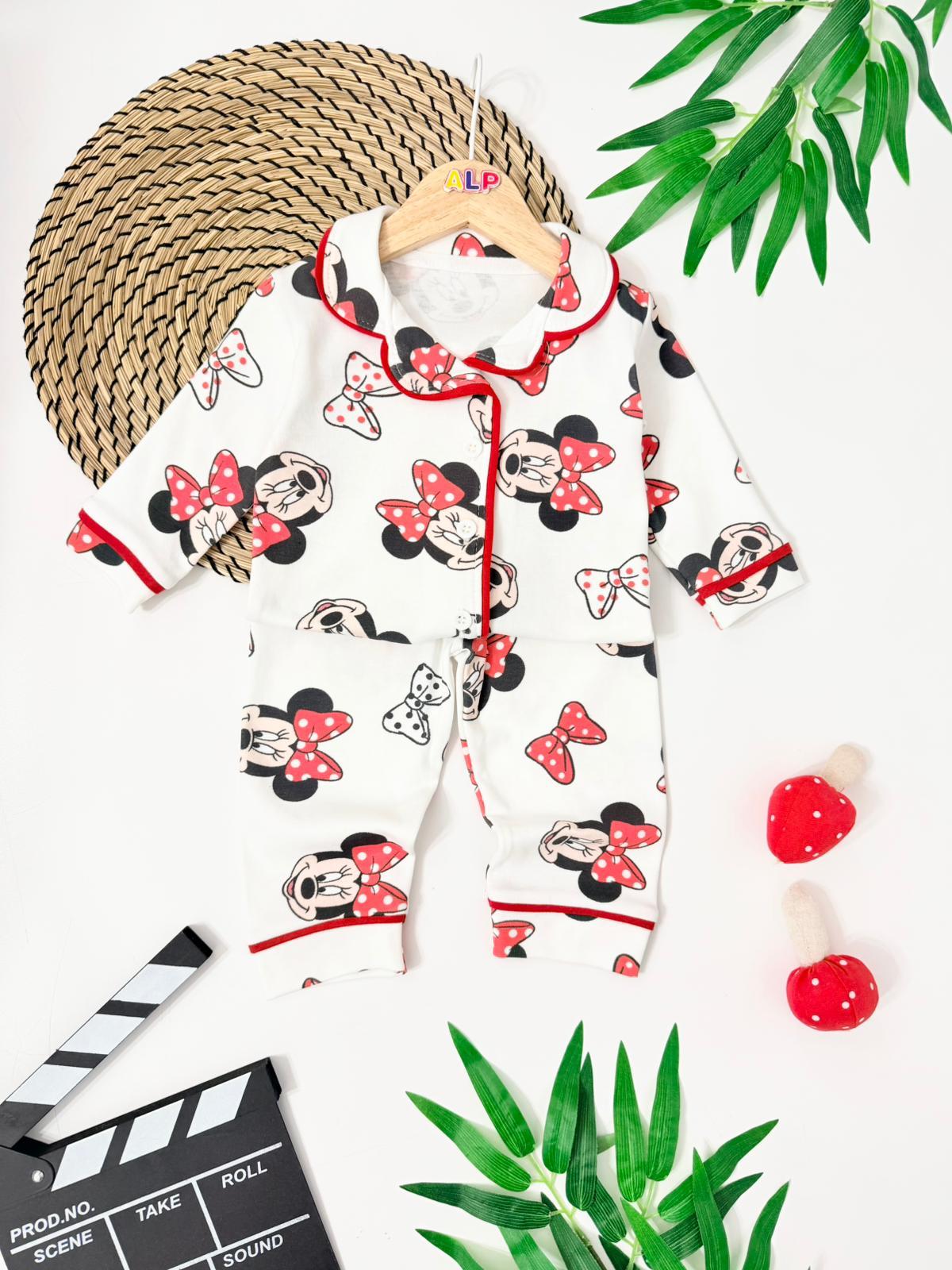Minnie Önden Düğmeli Mevsimlik 2 Parça Pjama Takımı