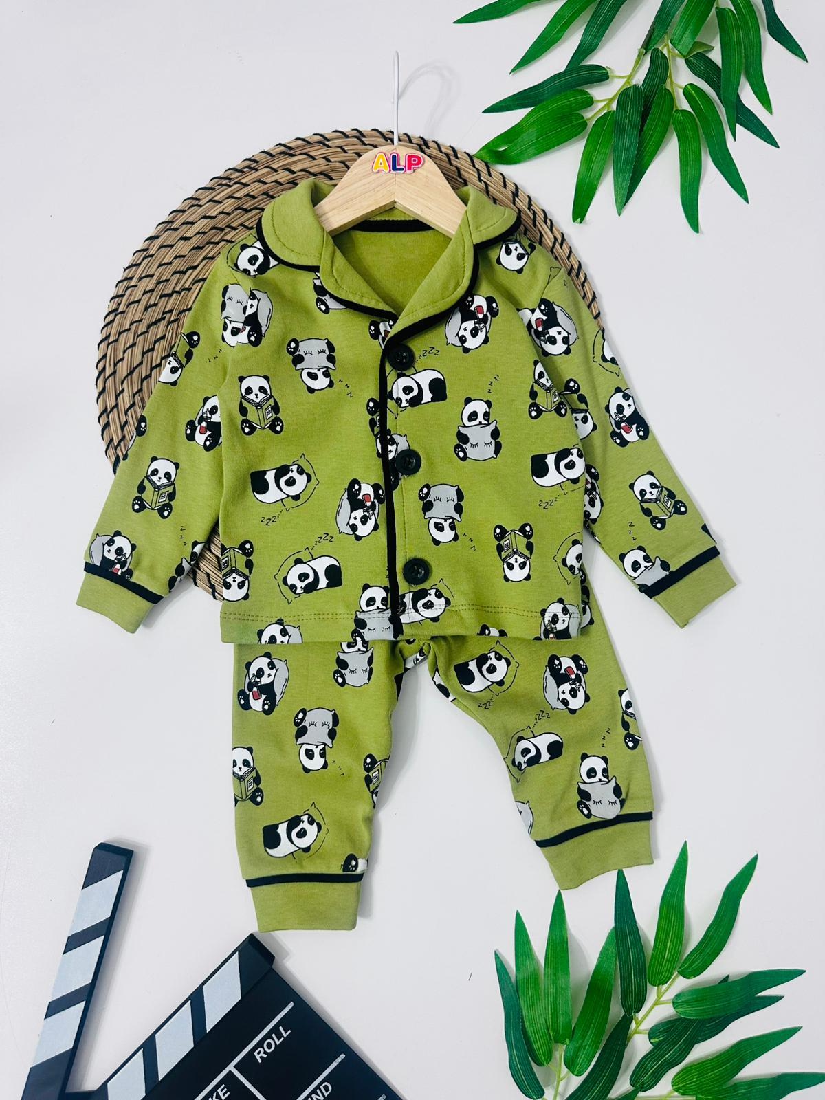 Panda Önden Düğmeli Mevsimlik 2 Parça Pjama Takımı