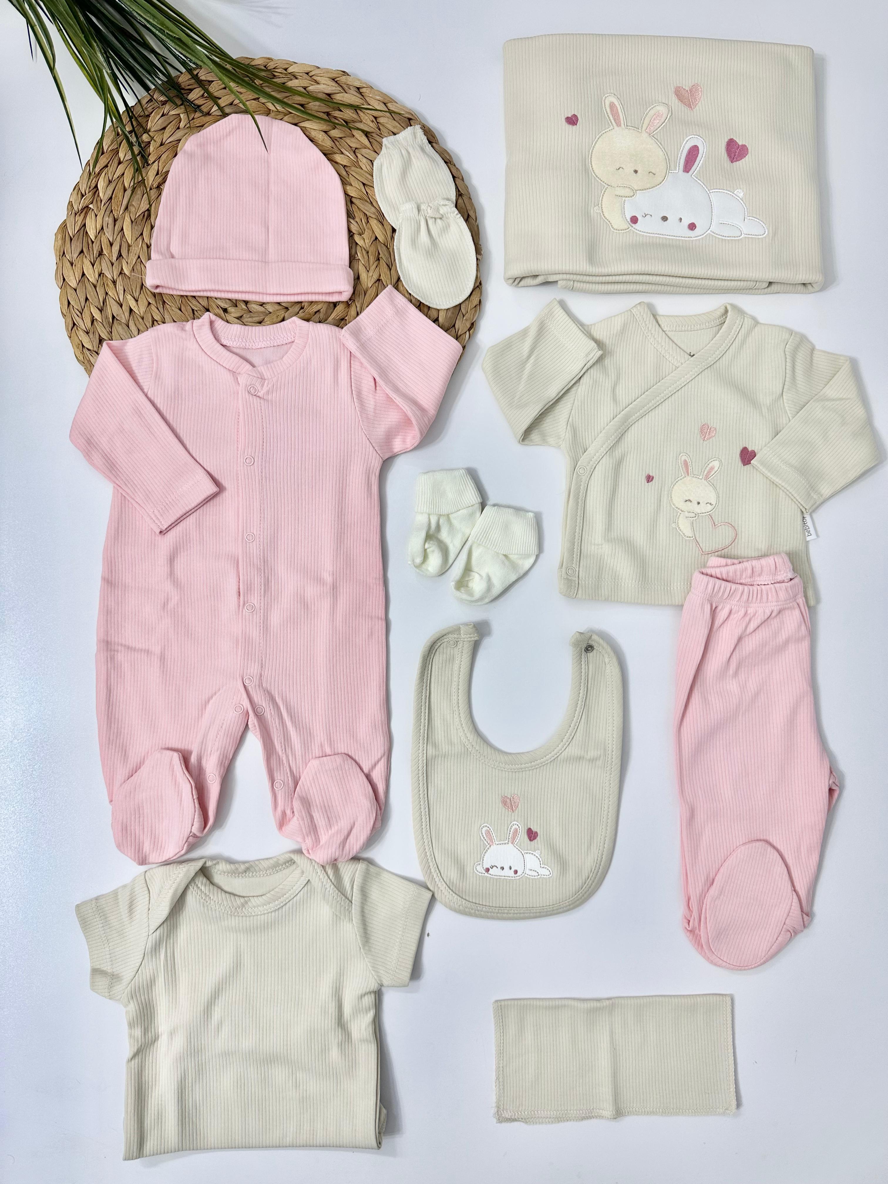 Rabbit Kaşkorse Organik 10 lu Hastane Çıkışı Set - Fuşya