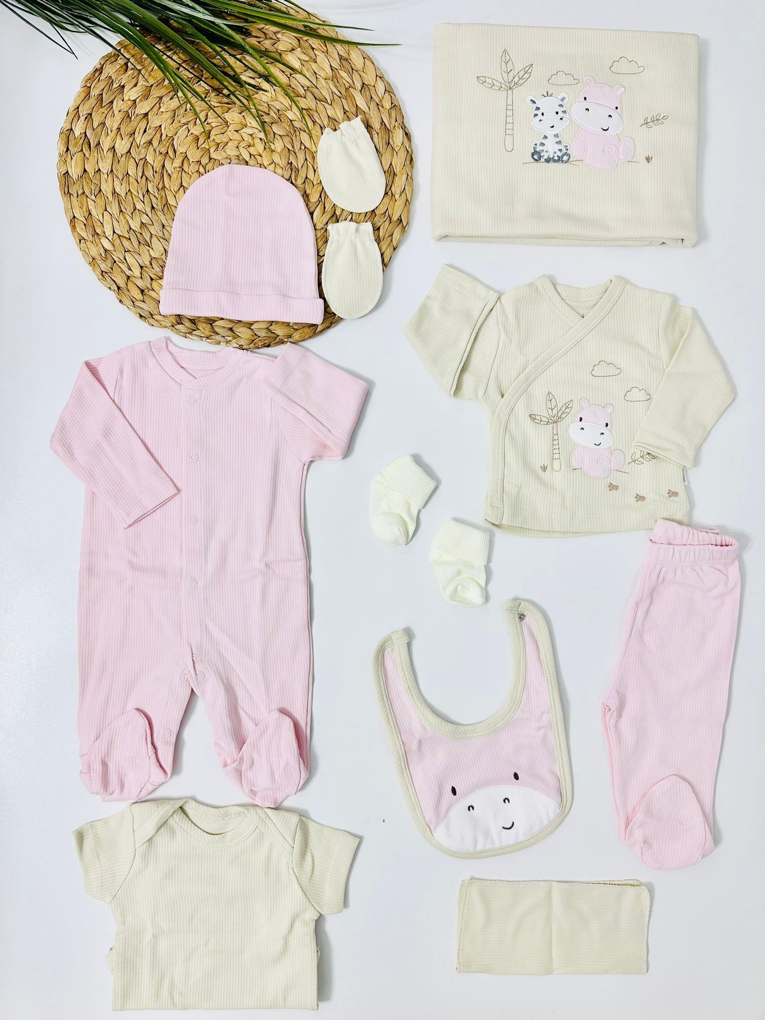 Safari Kaşkorse Organik 10 lu Hastane Çıkışı Set - Pembe