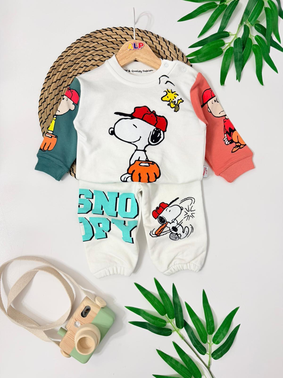 Snoopy Baskılı 2ip Erkek Bebek Takım