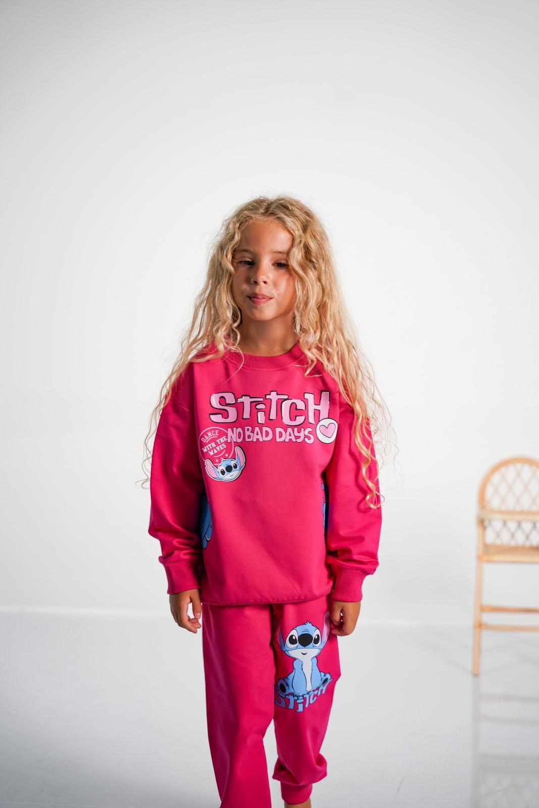 Stitch 2 İp Cep Detaylı Eşofman Takım - Fuşya