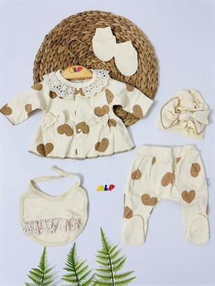 Amanda 5 Parça Yeni Doğan Set - Krem