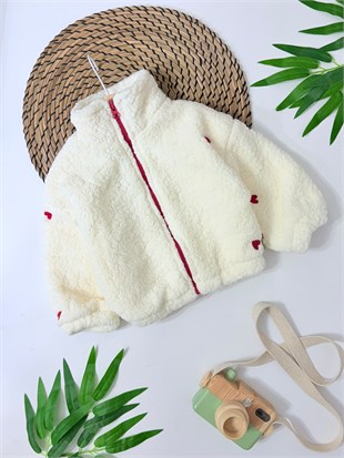 Aria Love Kiraz İşlemeli Peluş Ceket 