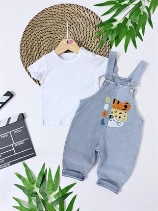 Bear Kot Salopet & T-shirt Set - DENİM