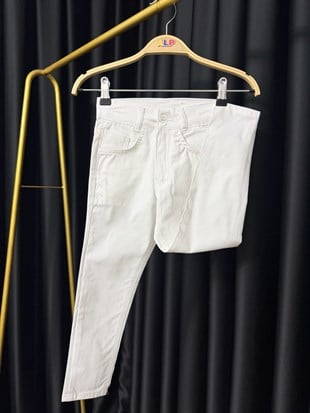 Beyaz Slim Fit Erkek Çocuk Pantolon 23 Nisan Çocuk Bayramı