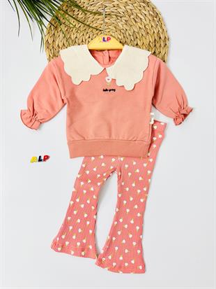 Brocher Dantel Yaka İspanyol Paça Mevsimlik 2li Takım - Mercan