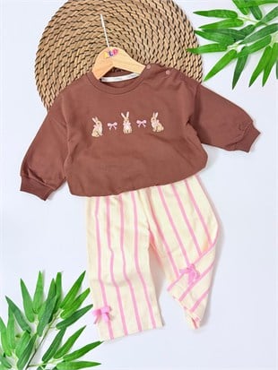 Bunny Nakış Detaylı Sweatshirt - Pantolon Pinterest Takım