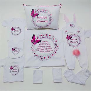 Butterfly 11 Parça İsme Özel Hastane Çıkışı Seti