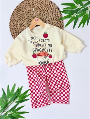 Domates Spagetti Detaylı Damalı Oversize Pinterest