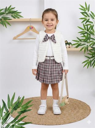 Florida Kürklü Yelekli 3lü Takım