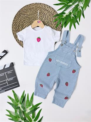 Ivy Kirazlı Kot Salopet & T-shirt Set - DENİM