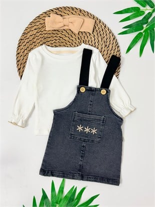 Kurdele Desenli Kot Jile Elbise & Body - Bandana Set