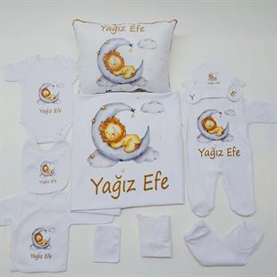 Lion Sarı 11 Parça İsme Özel Hastane Çıkışı Seti