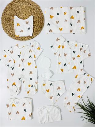 Minik Kalpler Kaşkorse Organik 10 lu Hastane Çıkışı Set - Turuncu