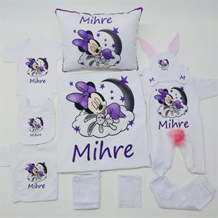 Minnie Mause Mor 11 Parça İsme Özel Hastane Çıkışı Seti