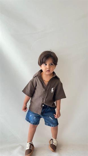 Polo Üst Müslin Gömlek Alt Kot Şort  2li Takım