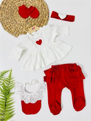 Punch Kalpli  Yenidoğan 5li Set - Kırmızı