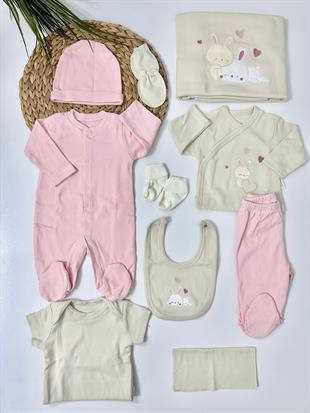 Rabbit Kaşkorse Organik 10 lu Hastane Çıkışı Set - Fuşya
