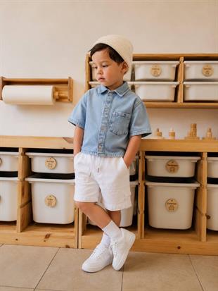 Salvador Oversize Orjinal Kalıp Üst Denim Gömlek Alt Denim Şort2li Takım