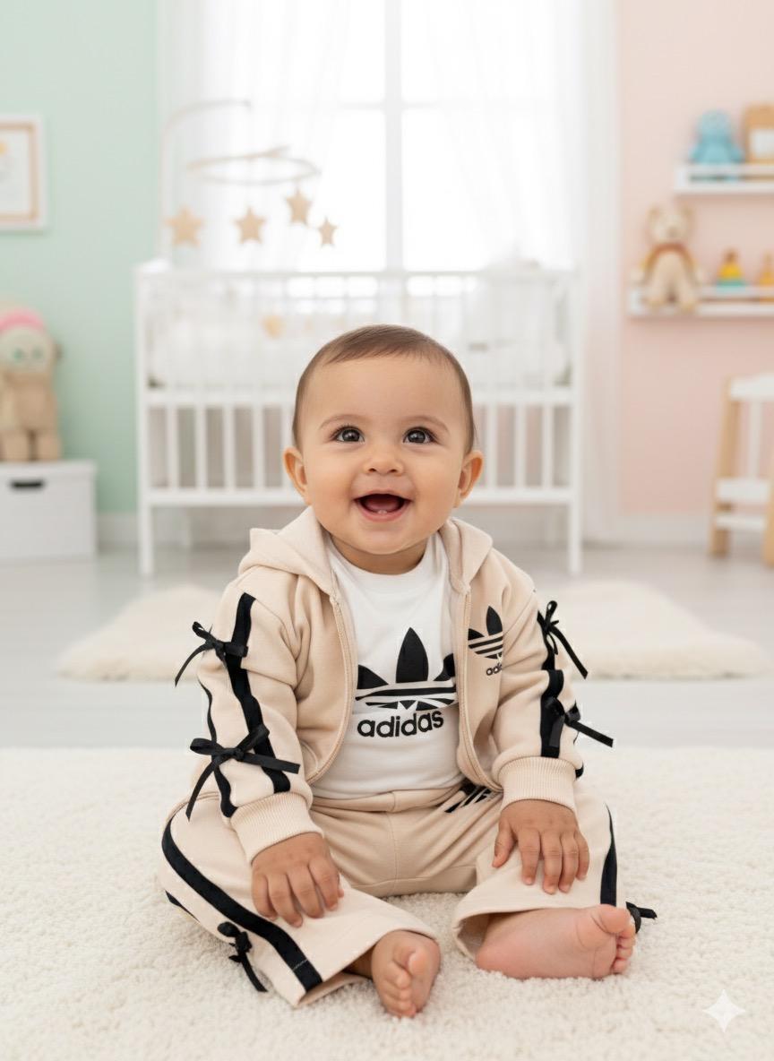 Adidas Baskılı Kurdaleli Bol Paça Şardonlu 3'lü Takım