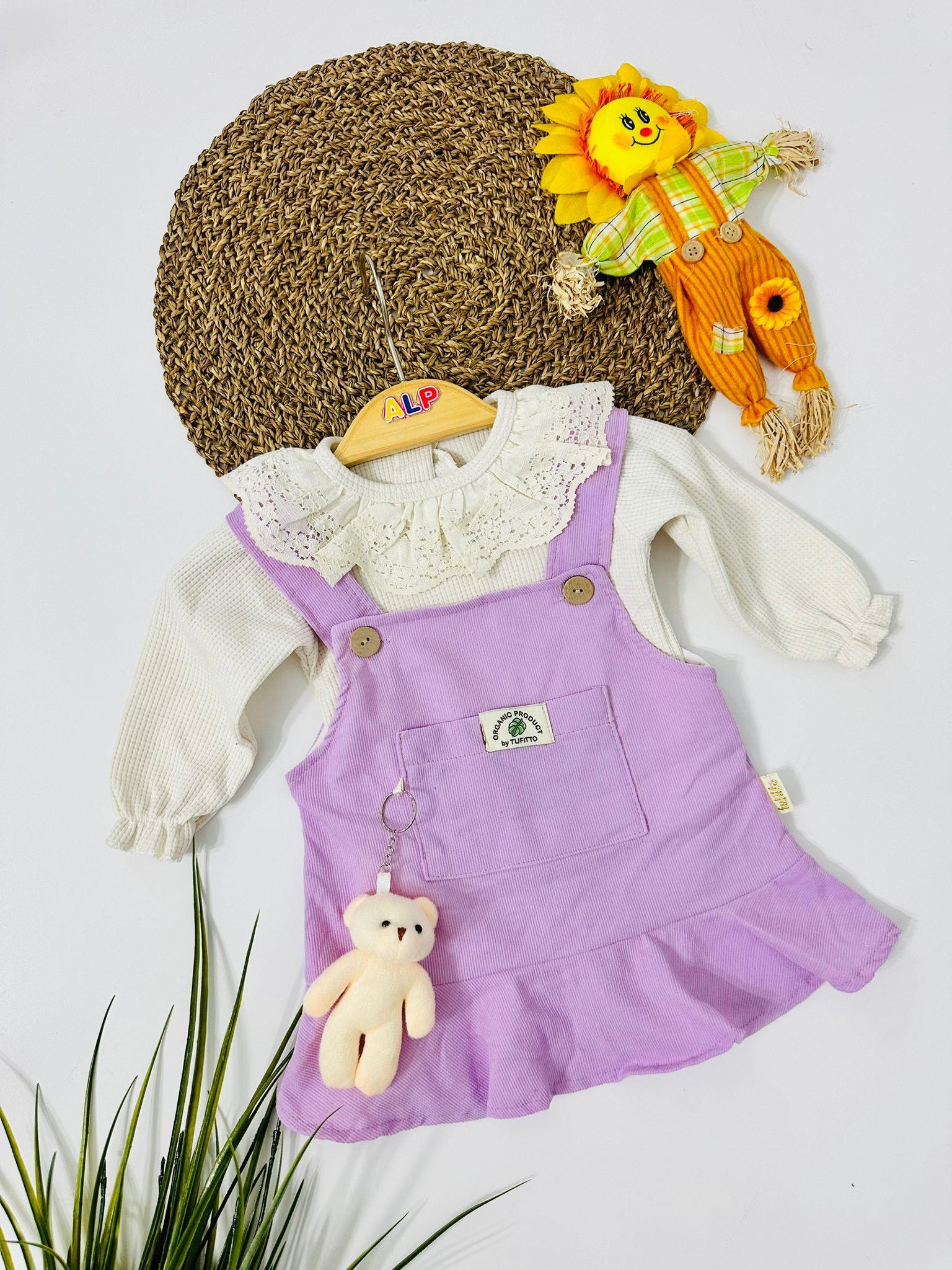 Ayıcıklı Jile Elbise & Body Set-Lila