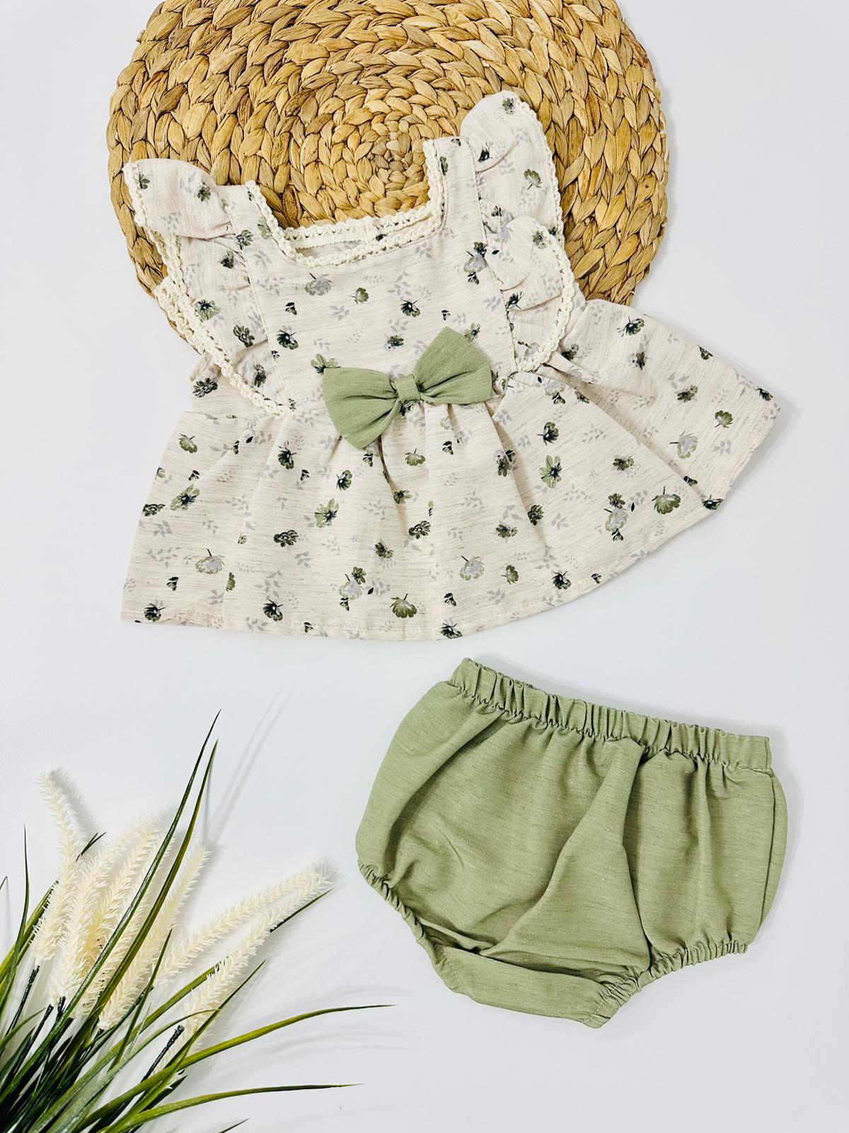 Babyrise Müslin Elbise Şort Set - Yeşil