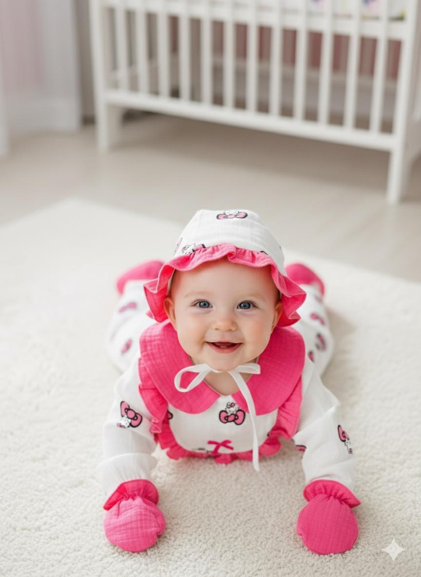 Bahrain Bears Organik Müslin 10 parça Yenidoğan Set - Beyaz 