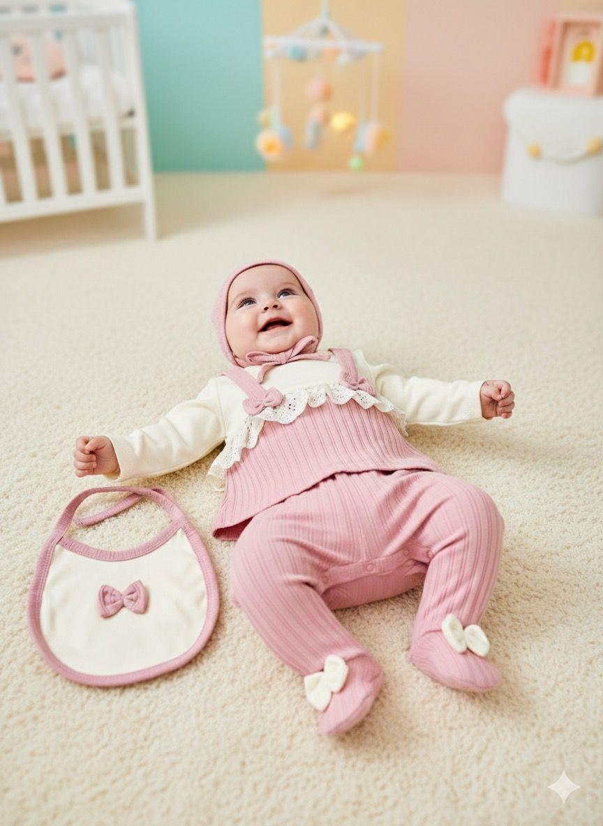 Bavyera 5li Yenidoğan Hastane Çıkışı Set - Gül Kurusu