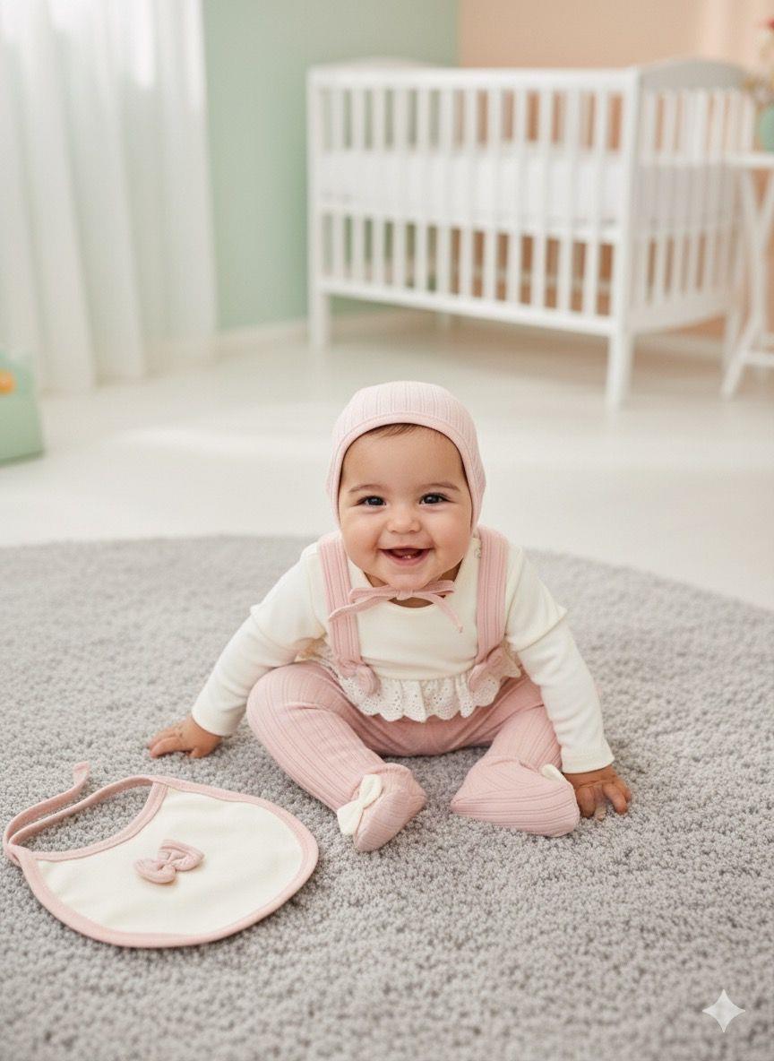 Bavyera 5li Yenidoğan Hastane Çıkışı Set - Pudra