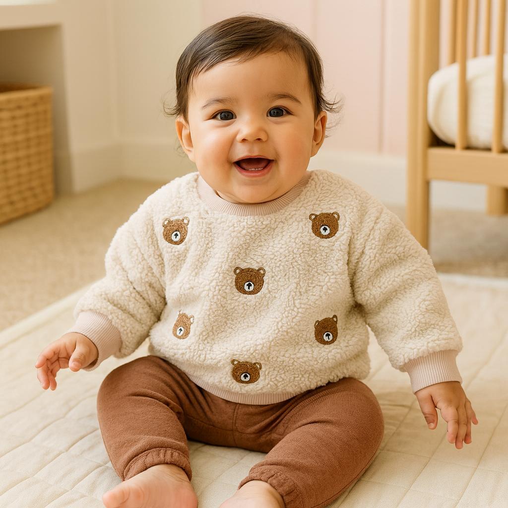 Bear kafalar nakışlı omuzdan çıtçıtlı pantolonda cep detaylı welsoft 2 parça takım