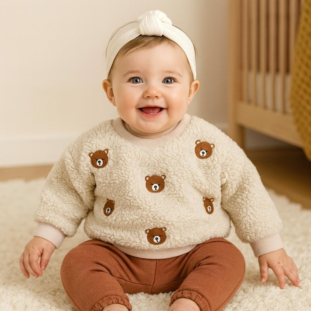 Bear kafalar nakışlı omuzdan çıtçıtlı pantolonda cep detaylı welsoft 2 parça takım