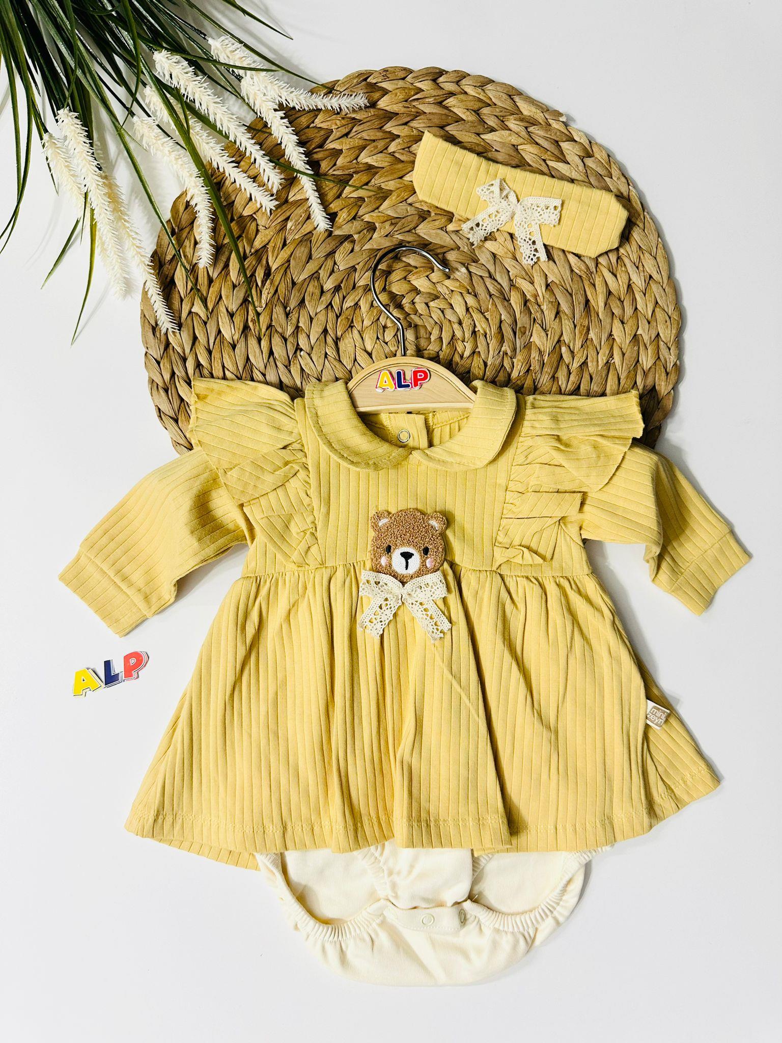 Bear Kaşkorse Bandanalı Elbise-Sarı