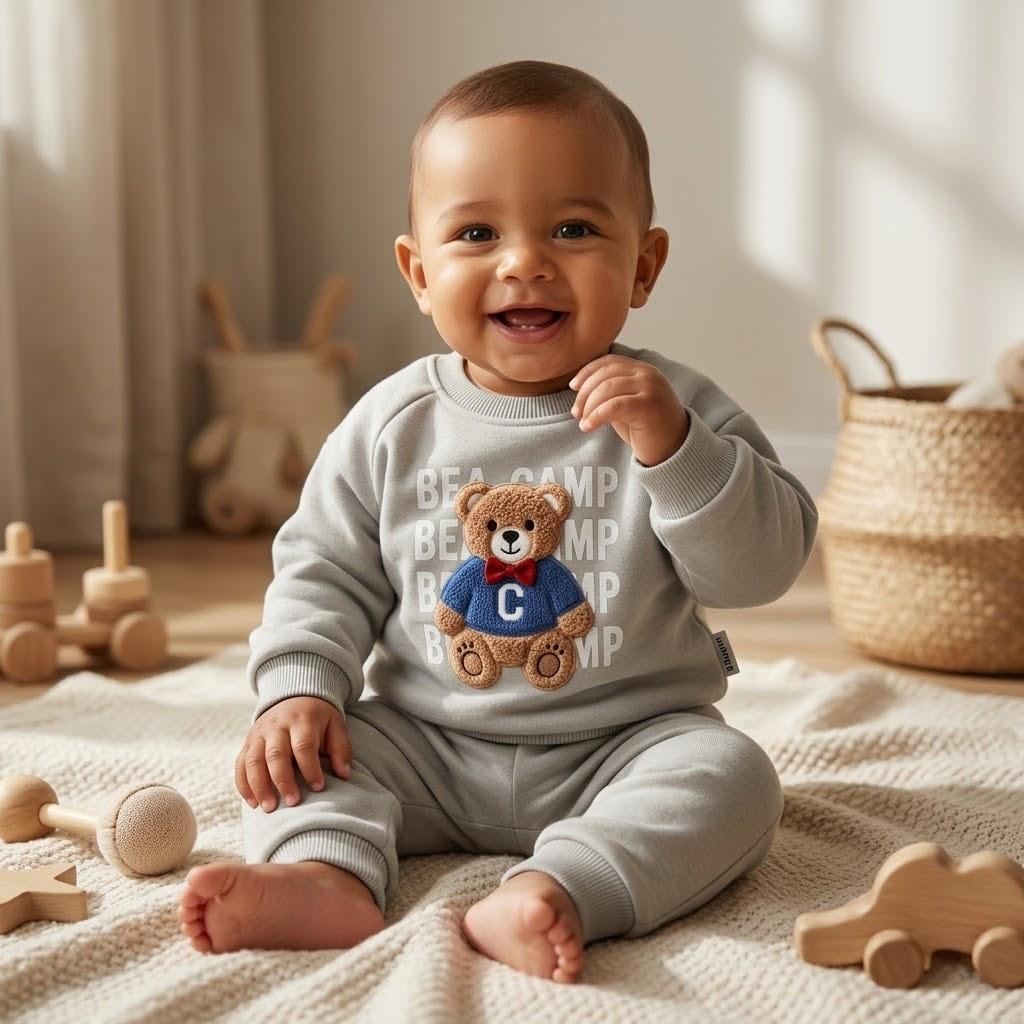 Bear Manşetli 3ip şardonlu Eşofman Takımı