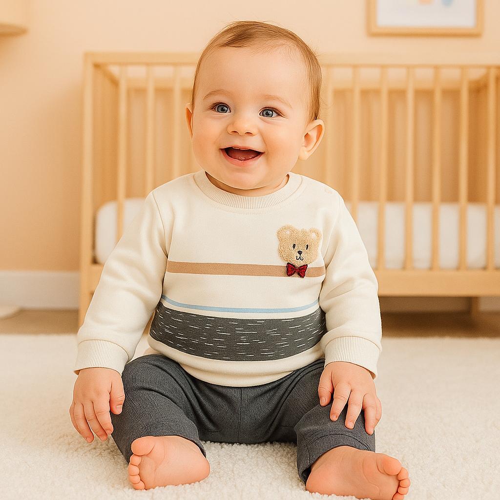 Bear Omuzdan Çıtçıtlı Altı Müslin Pantolon Takım- füme